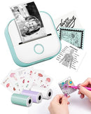 Memoking Sticker Makers - T02 Mini Portable Small Printer with 3 Rolls Paper, Sticker Printer Machine, Study Note Printer for Pictures, Photos, Journals, DIY, Compatible with Phone & Tablet, Green