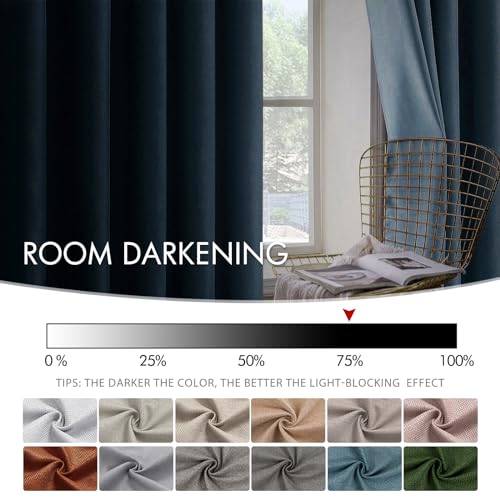MIULEE 2 Panels Linen Curtains 90 Inches Long Blackout Curtain Panels for Bedroom/Living Room Curtain Drapes Thermal Insulating Texture Grommet Top-Eggshell Blue