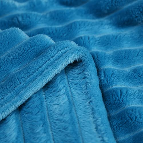 330GSM Fleece Blanket Super Soft Cozy Throw Blanket，Warm Lightweight Plush Fuzzy Cozy Soft Blankets and Throws for Sofa, Chair, Couch, Camping, Travel (Blue 150X200cm)