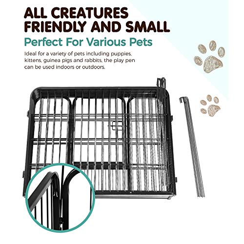 i.Pet 24" Large 8 Panel Pet Dog Playpen Rabbit Play Pen Playpens Fence Cage Cages Puppy Exercise Enclosure Crate Pets Barrier Portable Outdoor Indoor Run Gate Guinea Pig Heavy Panels Kennel