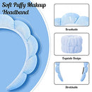 Spa Headband for Women Sponge & Terry Towel Cloth Fabric Hair Band and Wristband Scrunchies Fashion Women's Headband for Face Washing Makeup Removal Shower Facial Mask Hair Accessories（Blue）