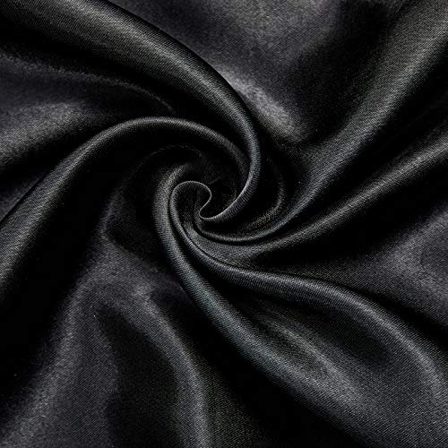 35 Inch Silk Head Scarf 2 Pcs Large Square Neck Scarf Sleeping Hair Wrapping Satin Scarf for Women, Black, Medium