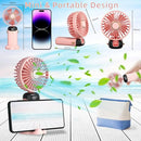 Mini Portable Fan, Mini Fan Personal Fan Handheld Fan USB Rechargeable Small Fan Foldable Desk Fan with 5 Speeds Ideal for Travel/Outdoor/Camping (Pink 02)