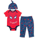 Marvel Avengers Spider-Man Infant Baby Boys 3 Piece Outfit Set: Bodysuit Pants Hat Red / Blue 24 Months