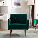 Olela Velvet Accent Chair with Arms for Living Room, Modern Tufted Single Sofa Armchair with Gold Metal Legs Upholstered Reading Club Chair for Bedroom Office Decorative (Green - Velvet)