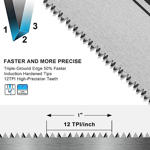 HAUTMEC 14 in. X-Sharp Hand Saw, 12 TPI Woodworking Handsaw, Soft-Grip Sharp SharpTooth for Cutting and Sawing Trees, Plastic Pipes, Drywall HT0295