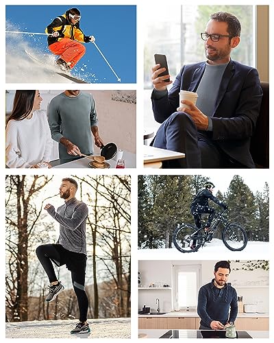 Runhit Thermal Underwear for Men Base Layer Long Underwear Cold Weather Fleece Lined Mens Long John Winter Pants and Shirts Thermal Set XXL Grey