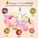 Food Processor 6000mAh Cordless Mini Chopper with 1.2L Glass Bowl, Electric Food Processors BPA-free Garlic Mincer Blender with 4 Stainless Steel Blades,2 Speeds for Baby Food,Veggie Xmas Gift(White)