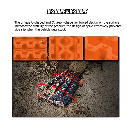 X-BULL Recovery Tracks with Bag and Mounting Pin Set 4x4 Recovery Boards Offroad 4wd Tracks 22046LBS/10000KG Stand for Automotive Accessories Tires and Wheels in The Sand Mud Snow(GEN 3.0)