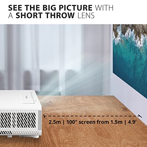 ViewSonic X2 Short Throw LED Home Projector with 2300 ANSI Lumens, 1080p FHD, Auto V Keystone, 1.2X Optical Zoom, Harman Kardon Speakers, 125% Rec.709, Wi-Fi Bluetooth USB-C connectivity, Home Entertainment