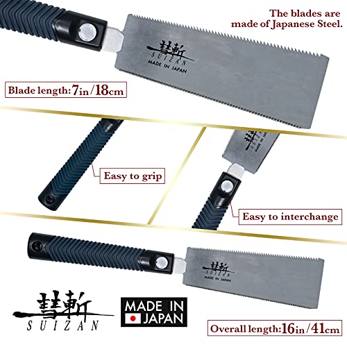 SUIZAN japanese ryoba pull saw 7 inch(180mm) double edge hand saw for woodworking