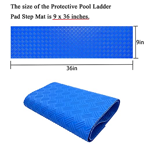 SKARUMMER Swimming Pool Ladder Mat - Protective Pad Step with Non-Slip Texture, Blue Medium 36 inch X 9