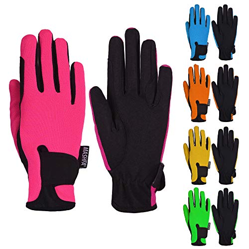 (Age 6-8 years, Pink) - Kids Horse Riding Gloves Children Equestrian Kids Gloves Child Horseback Bike Gardening Boys & Girls Mittens Pony Youth Outdoor Mitts