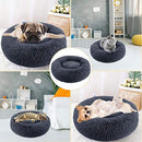 Pets Calming Cat Bed Dog Beds, Proxima Direct Ultra Soft Cat Cushion Bed Round Nest Fluffy Plush Bed Donut Cuddler Dog Bed with Non-Slip Bottom Suitable for Cats or Small Medium Dogs Puppy (60CM, Dark Grey)