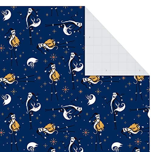 Hallmark Nightmare Before Christmas Flat Wrapping Paper Sheets with Cutlines on Reverse (12 Folded Sheets) for Christmas, Birthdays, Halloween, Jack Skellington, Sally, Zero, Black, White, Red, 0005EW 1001