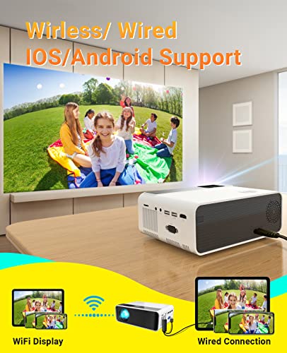 ELEPHAS 5G WiFi Projector, HD 1080P Support Mini Projector, Portable Outdoor Movie Projector 200" Display Screen, Compatible with Android/iOS/HDMI/USB/Fire Stick/PS5/VGA