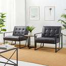 glitzhome Mid Century Modern Accent Chair, Modern Living Room Chairs with Durable Metal Frame,PU Leather Cushioned, Reading Armchairs for Living Room, Bed Room, Home Office, Black