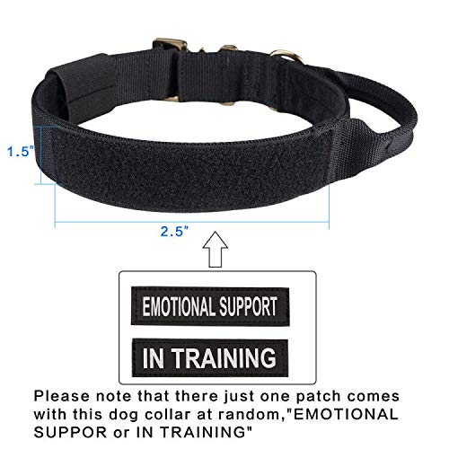 EXCELLENT ELITE SPANKER 1.5" Width Dog Tactical Collars Adjustable Military Dog Collar Soft Hook & Loop Padded Dog Collar with Control Handle (Black)