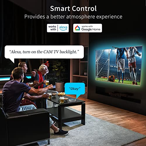 Smart LED TV Backlights with Camera for 75-85 inch TVs, 16.4ft RGB+IC Immersion TV Lights, Sync to Music, Scene Mode, Compatible with Alexa & Google Assistant, App Control, WiFi Strip Lights