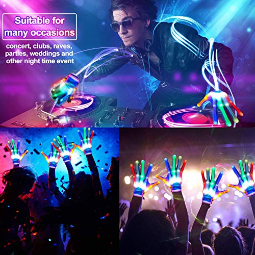 LED Gloves,LED Gloves for Kids Teen and Adults Gifts,LED Finger Gloves,Finger Light Gloves,The Toys for 9-12 Year Old Boys Girls,Light Up Gloves Have 5Color/6Mode,in Halloween Chrismas Party