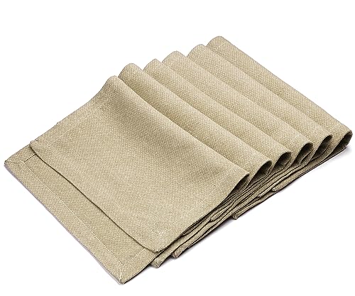 Cotton Linen Placemats Set of 6 - Cloth Placemats - Woven Placemats - Dinner Mats - Washable Placemats Rectangle for Kitchen, Dining Table Placemats - Farmhouse Beige Table Mats 13"x18" Rectangle Mats