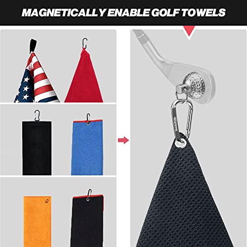 Handy Picks Magnetic Clip for Golf Towel, Unique Mini Metal Golf Ball Design, Removable Industrial Strength Magnet for Strong Hold to Golf Cart n Clubs, Gift for Golf Lovers