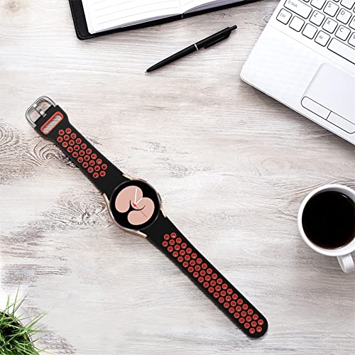 Sport Band Compatible for Samsung Galaxy Watch 5 40mm 44mm/Galaxy Watch 5 Pro 45mm,Soft Silicone Replacement Straps for Galaxy Watch 4 40mm 44mm/Galaxy Watch 4 Classic 42mm 46mm(black red）
