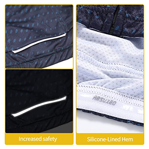 ARSUXEO Men's Cycling Jersey Short Sleeves Mountain Bike Shirt MTB Top Zipper Pockets Reflective ZY845 M