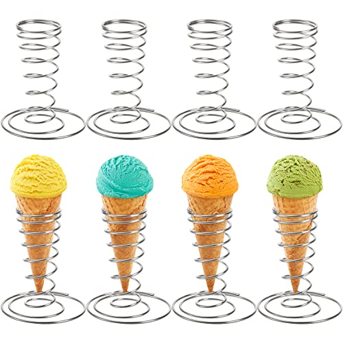 ZEAYEA 8 Pack Ice Cream Cone Holders, Stainless Steel Waffle Cone Holders, Pizza Cone Holders, Food Cone Display Stands for Kitchen Restaurant Party Supplies