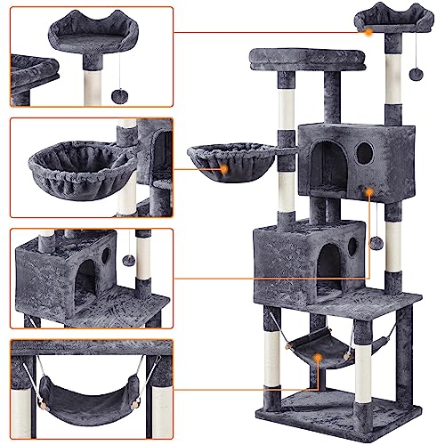 Yaheetech 73inch Cat Tree, Cat Stand Furniture with Scratching Posts Perches Hammock as Indoor Kittens Activity Center