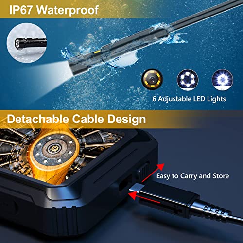 Koreal Endoscope Inspection Camera,Industrial Borescope Dual Lens 5 Inchs IPS,Inspection Camera with 5M Flexible Cable,Waterproof Borescope Snake Camera with LED Lights,4.0X Zoom,32GB Card