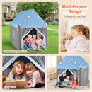 HONEY JOY Kids Play Tent, Large Playhouse with Star Ornaments, Washable Mat, Windows, Indoor Outdoor Princess Tent for Boys & Girls, Children Castle Fairy Tent, Holiday Birthday Gift (Blue)