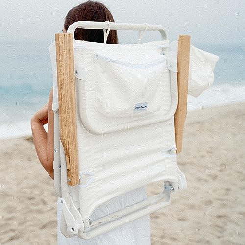 Business & Pleasure Co. Holiday Tommy Chairs - Set of 2 Reclining Backpack Beach Chairs - Antique White, 2-Pack