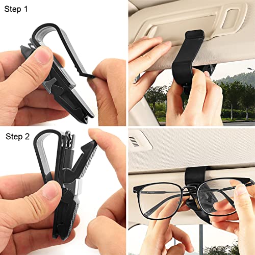 CUHZA Pack of 2 Car Seat Headrest Hooks with Mobile Phone Holder and 2 Glasses Holder Car, Car Hook Car Hanger Universal Back Seat Hidden Hook