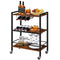 Bar Cart, 3-Tier Serving Wine Cart, Kitchen Cart with Wine Rack and Cup Holder, with Freely Rotating and Lockable Wheels, Bar Carts for The Home,Dining Rooms, Living Room, Garden, Party, Bar