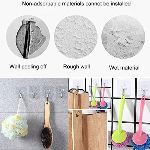 Powerful Transparent Wall Hook,Heavy Duty Adhesive Hooks(13 lb Max) Reusable/Seamless Scratch/Waterproof and Oilproof,Suitable for Ceiling,Kitchen,Bathroom, Cubicle - 12 Hooks