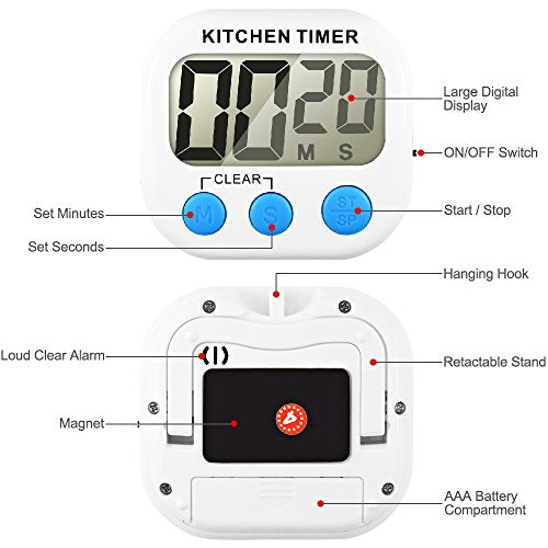 Kitchen Timer, Senhai Count up/Down Large LCD Display Electronical Memory Timer