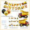 ZCOINS Construction Birthday Party Decoration for Boys with 2 Giant 32in*27in Dump Truck Foil Balloons, 15 Latex Balloons Printed with Truck Pictures, 12 Construction-themed Cake Toppers and 1 Banner.