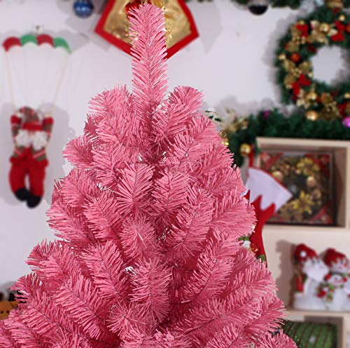 Pink Christmas Tree 1.5M/5ft Color Xmas Tree 2940 PVC Tips Christmas Ornament Metal Frame Deco Gift