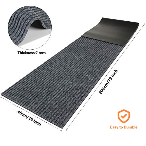 Nuanchu Large Semi Finished Outdoor Mat 16 x 79 Inch Narrow Door Mat Non Slip Mats Waterproof Carpet Roll for Bathroom Entryway Indoor Outdoor(Gray,1 Roll)