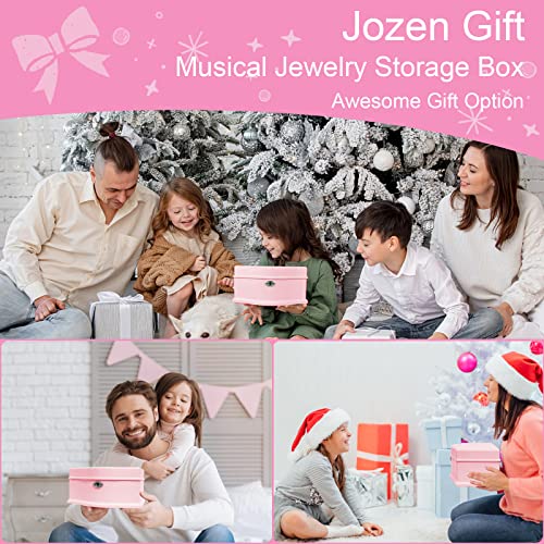 Wooden Ballerina Pink Musical Jewelry Box with Mirror&Tassel Key for Kids,Girls,Musical Keepsake Gift,Kid's Jewelry Storage Music Box (Pink)