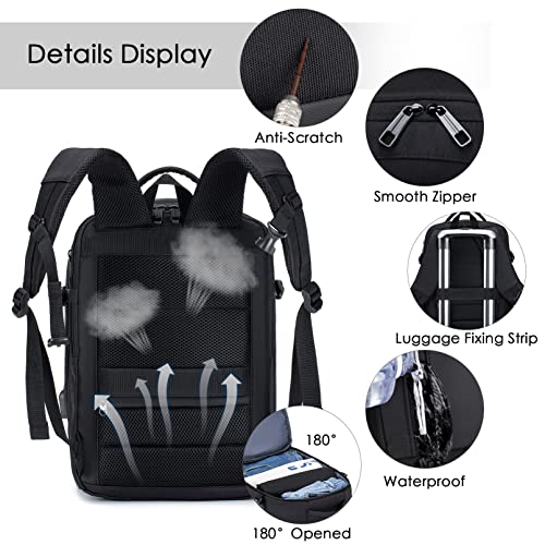 SPAHER Travel Backpack Ryanair Cabin Bag 40x20x25 Hand Luggage Backpack 15.6 Inch Laptop Backpack Hand Cabin Luggage Approved Carry On Bag Rucksack Flight Bag with USB 20L for Man Women