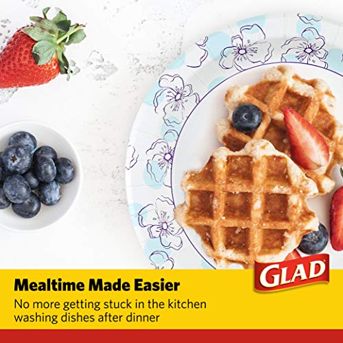 Glad Round Disposable Paper Plates for All Occasions | New & Improved Quality | Soak Proof, Cut Proof, Microwaveable Heavy Duty Disposable Plates | 10" Diameter, 50 Count Bulk Paper Plates