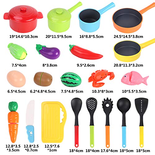 REMOKING Kids Kitchen Pretend Play Food,Cooking Accessories Playset,Pots and Pans,Cookware, Utensils, Vegetables,Learning 3 4 5 Years Old Baby Infant Toddlers Boys Girls Children,Kid