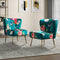HULALA HOME Fabric Dining Chair Upholstered Vanity Chair Kitchen Accent Chair with Metal Legs for Dining Room Living Room & Bedroom (2, Blue)