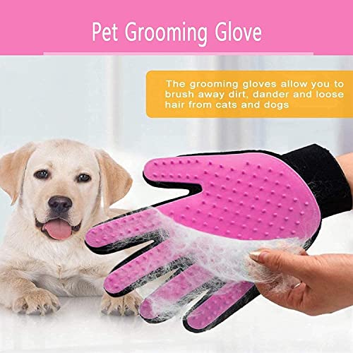 BYETOO Pet Dog Cat Grooming Glove with 261Tips,Gentle Deshedding Brush Glove,Efficient Pet Hair Remover Mitt,Massage Tool with Enhanced Five Finger Design,for Dog,Cat,Rabbit,Horse with Long/Short Fur