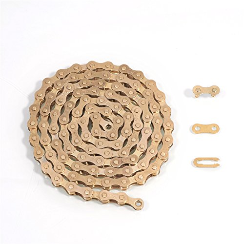 ZHIQIU FSC F410 1-Speed Bicycle Chain (1/2 x 1/8-Inch, 104L) (Ti-N Gold)