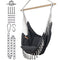 KOMOREBI Hammock Chair | Hanging Rope Swing for Indoor & Outdoor | Soft & Durable Cotton Canvas | 2 Cushions Included | Large Macrame Hanging Chair with Pocket for Bedroom, Patio, Porch (Grey)