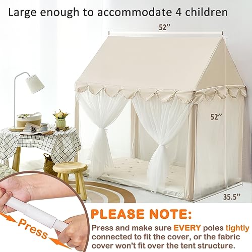 Yellow Large Play Tent for Kids, Indoor and Outdoor Toddler Playhouse, Reading Nook with Star Light