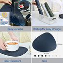 JTX Placemats Set of 2 Round Leather Placemats for Dining Table Heat-Resistant Non-Slip Washable Insulation Place Mats for Kitchen Nordic Style Placemats (Blue)